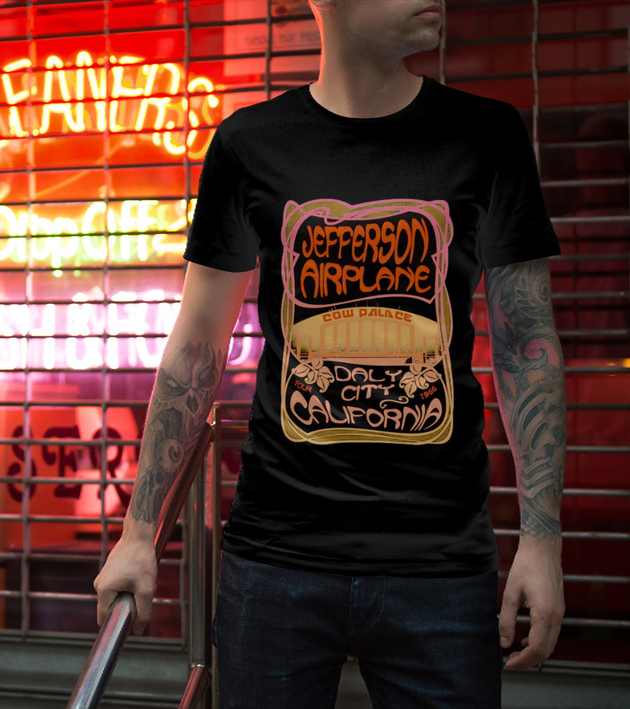 Jefferson Airplane Cow Palace Daly City California 1966 Tour Psychedelic T-Shirt