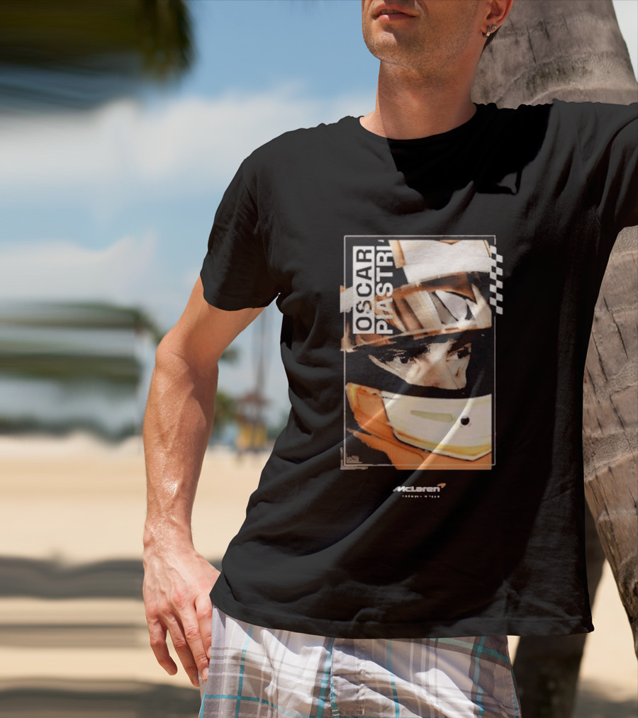 Oscar Piastri McLaren Driver Helmet Art Racing Fan T-Shirt