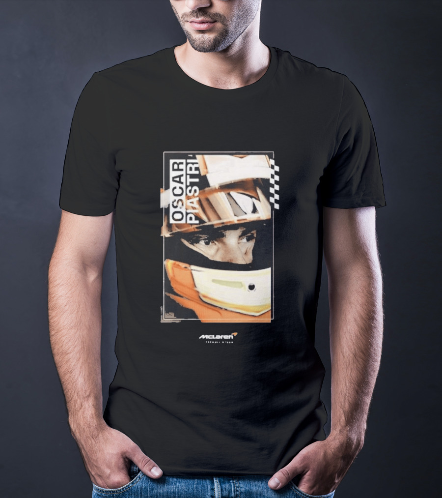 Oscar Piastri McLaren Driver Helmet Art Racing Fan T-Shirt