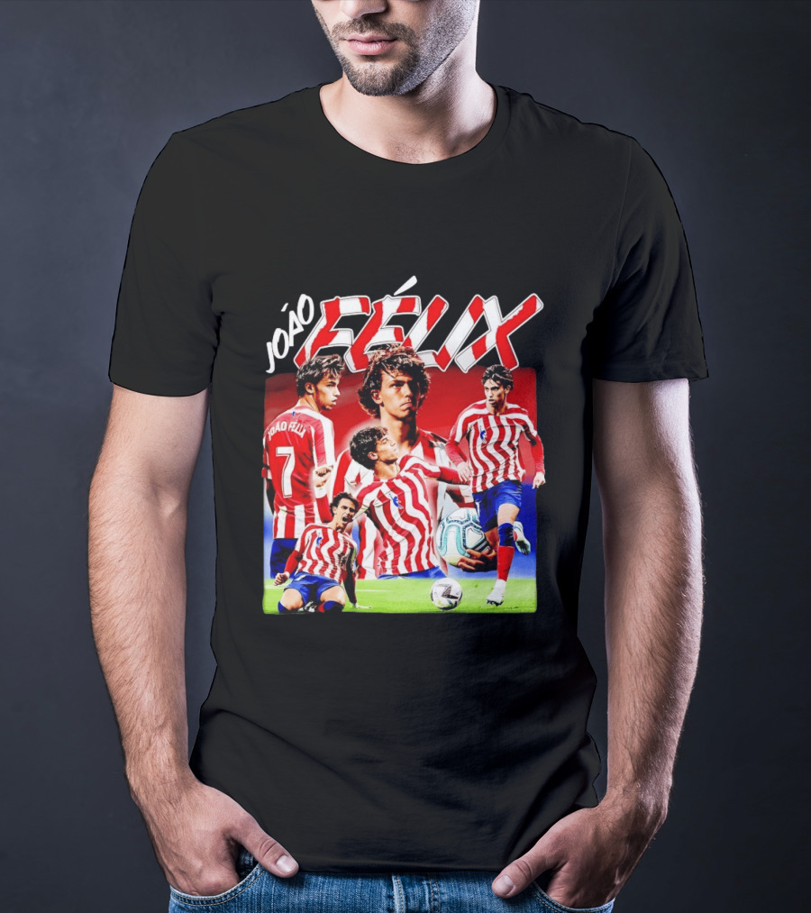 Joao Felix Atletico Madrid Number 7 Soccer Star Collage T-Shirt