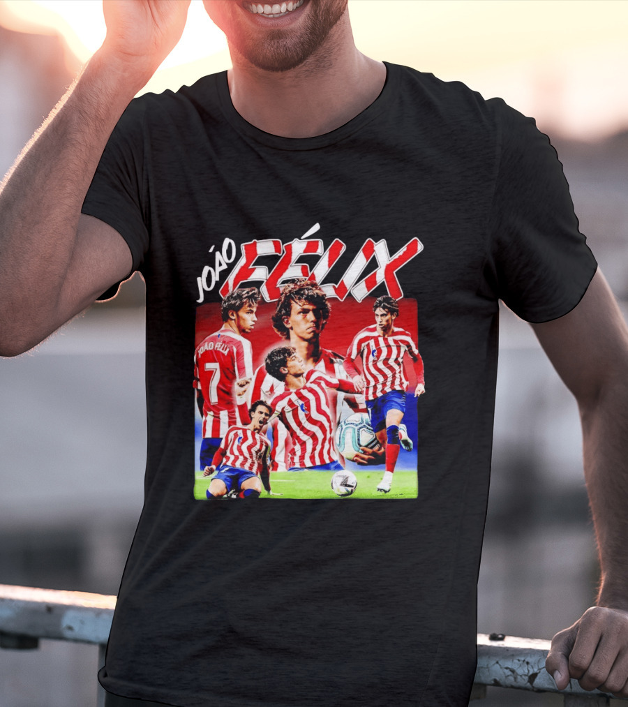 Joao Felix Atletico Madrid Number 7 Soccer Star Collage T-Shirt