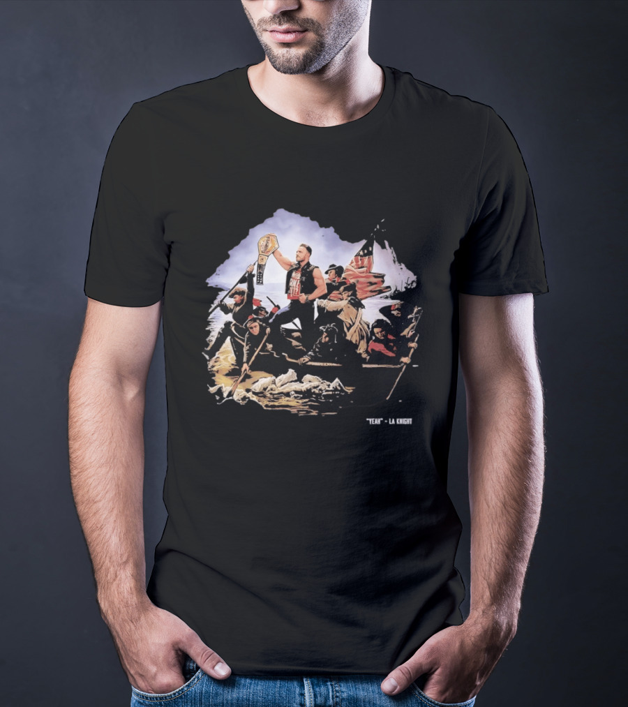 LA Knight WWE Yeah Washington Crossing The Delaware Championship T-Shirt