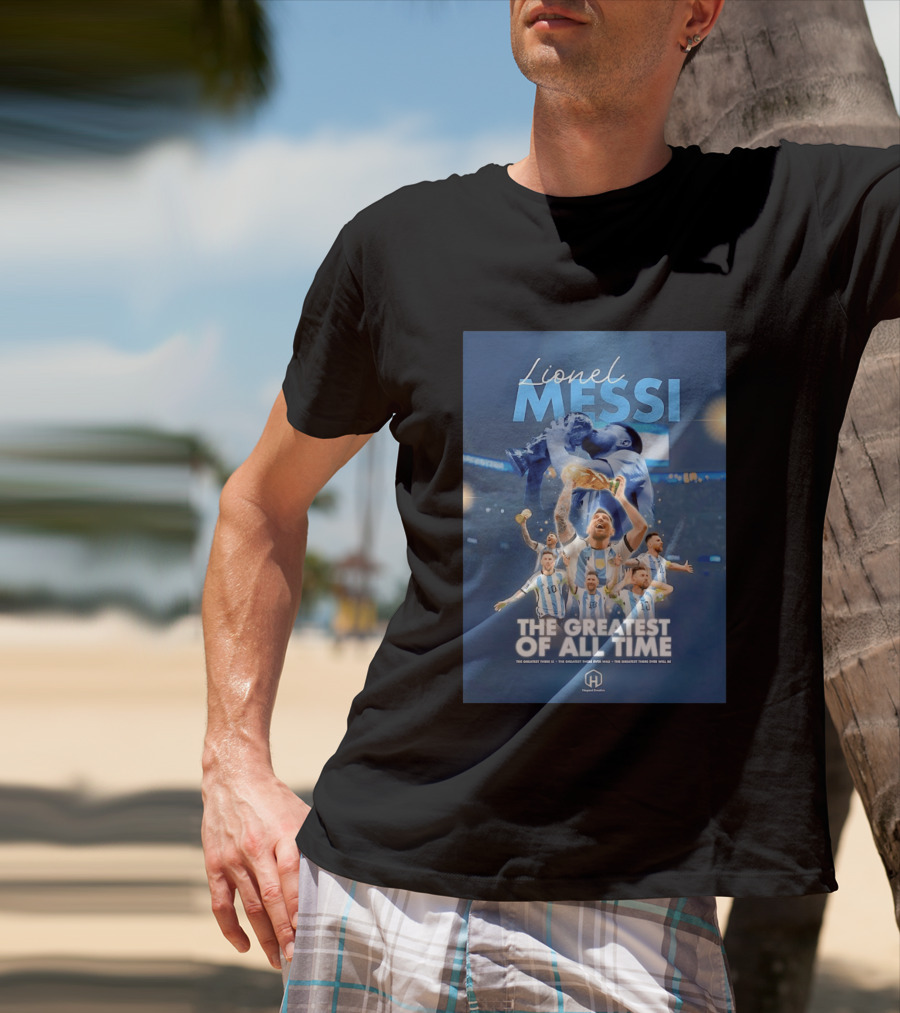 Lionel Messi The Greatest Of All Time Argentina Multi Photo Collage T-Shirt
