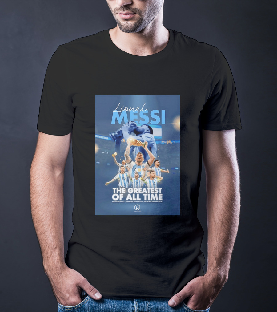 Lionel Messi The Greatest Of All Time Argentina Multi Photo Collage T-Shirt