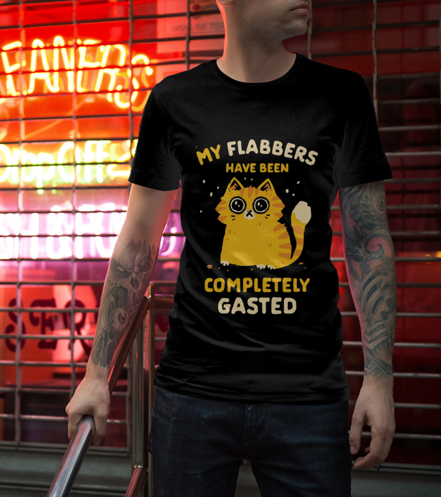 Shocked Cartoon Cat My Flabbers Have Been Completely Gasted T-Shirt