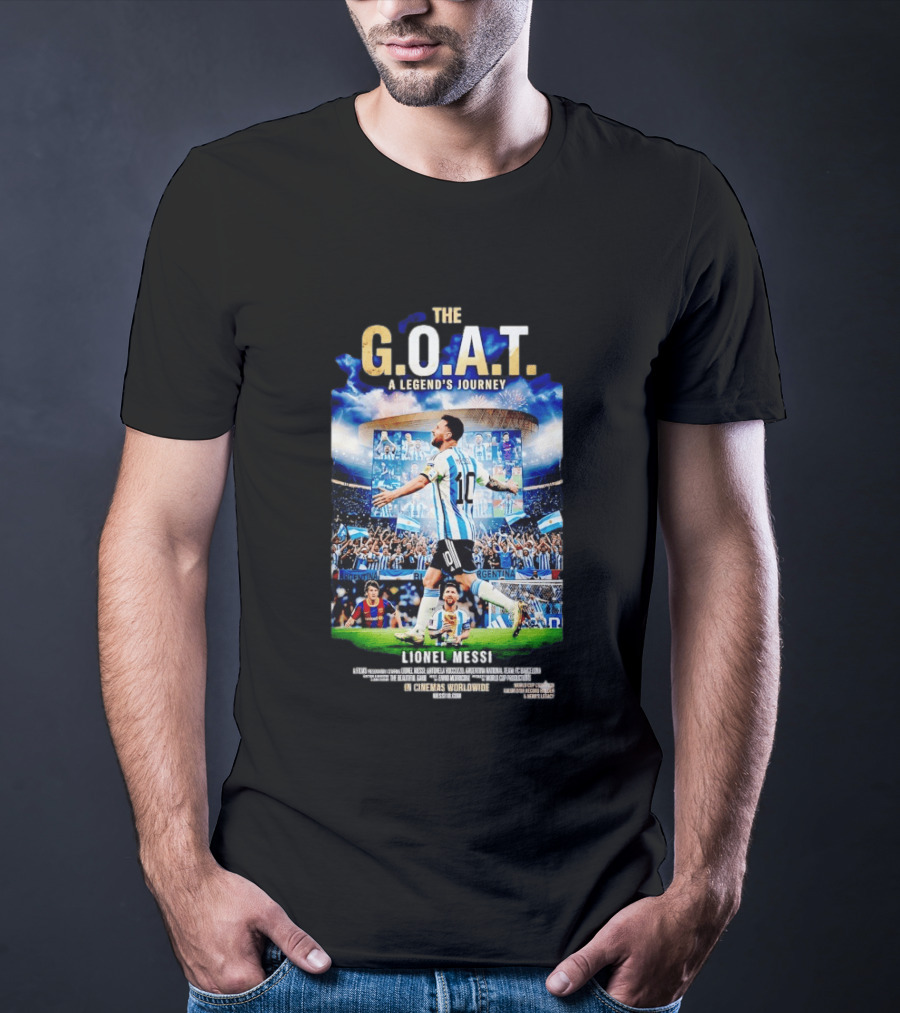 G.O.A.T A Legend's Journey Lionel Messi Soccer Star 10 Argentina Football Champion Stadium Fans Celebration T-Shirt