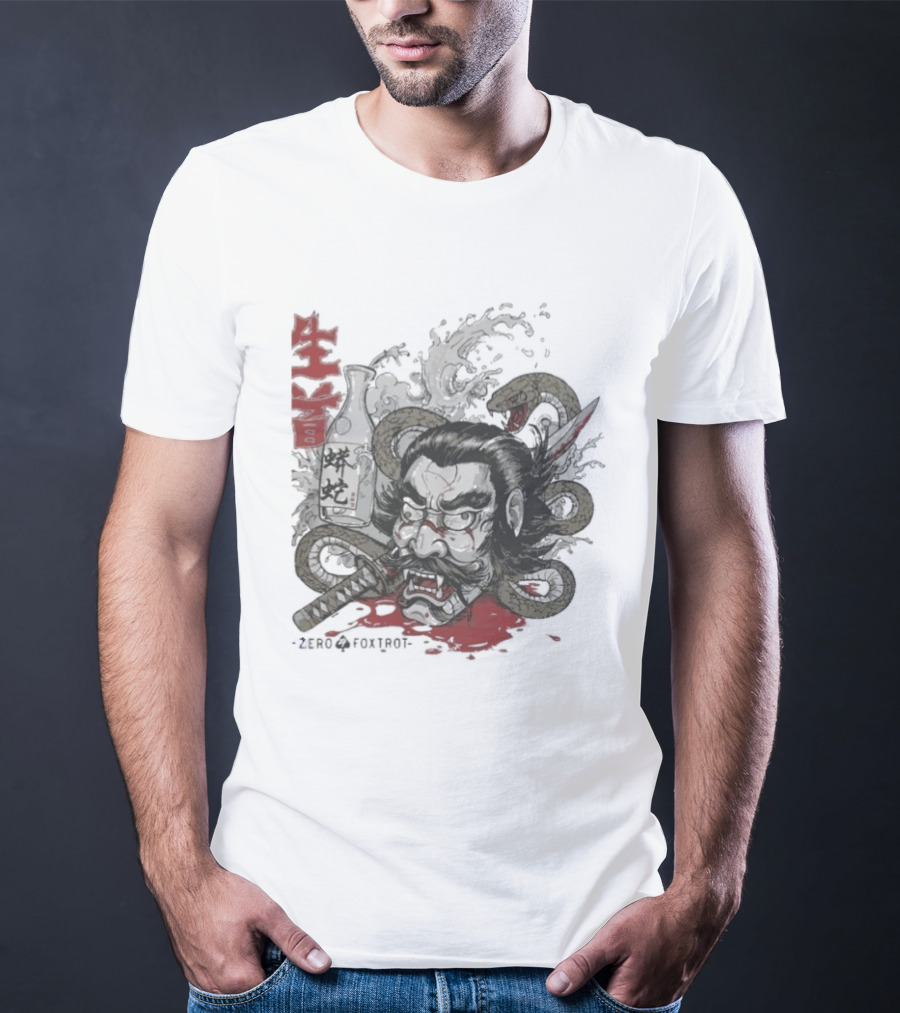 Zero Foxtrot Namakubi Sake Samurai Warrior Kanji T-Shirt