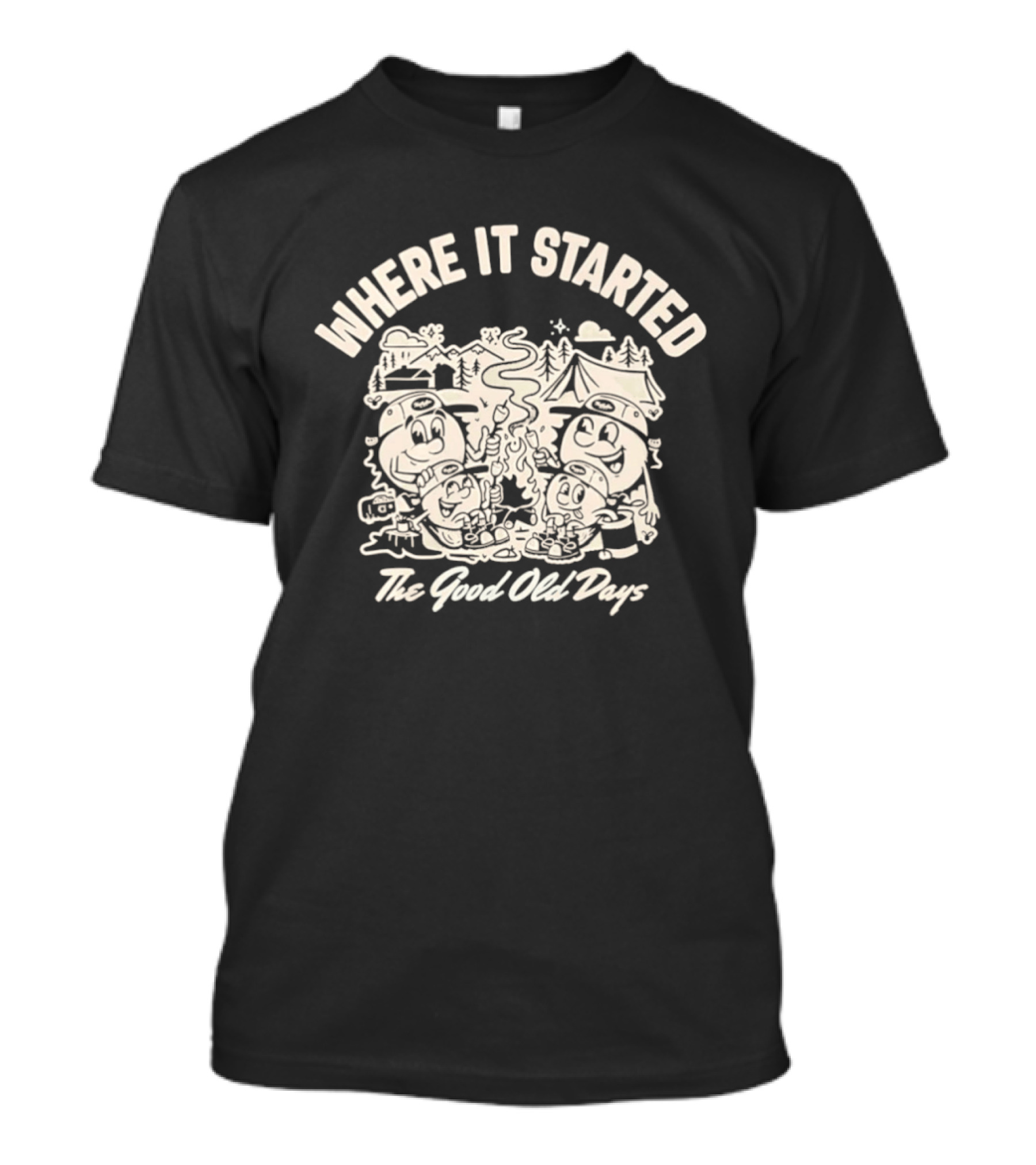 Where It Started The Good Old Days Retro Cartoon Characters T-Shirt