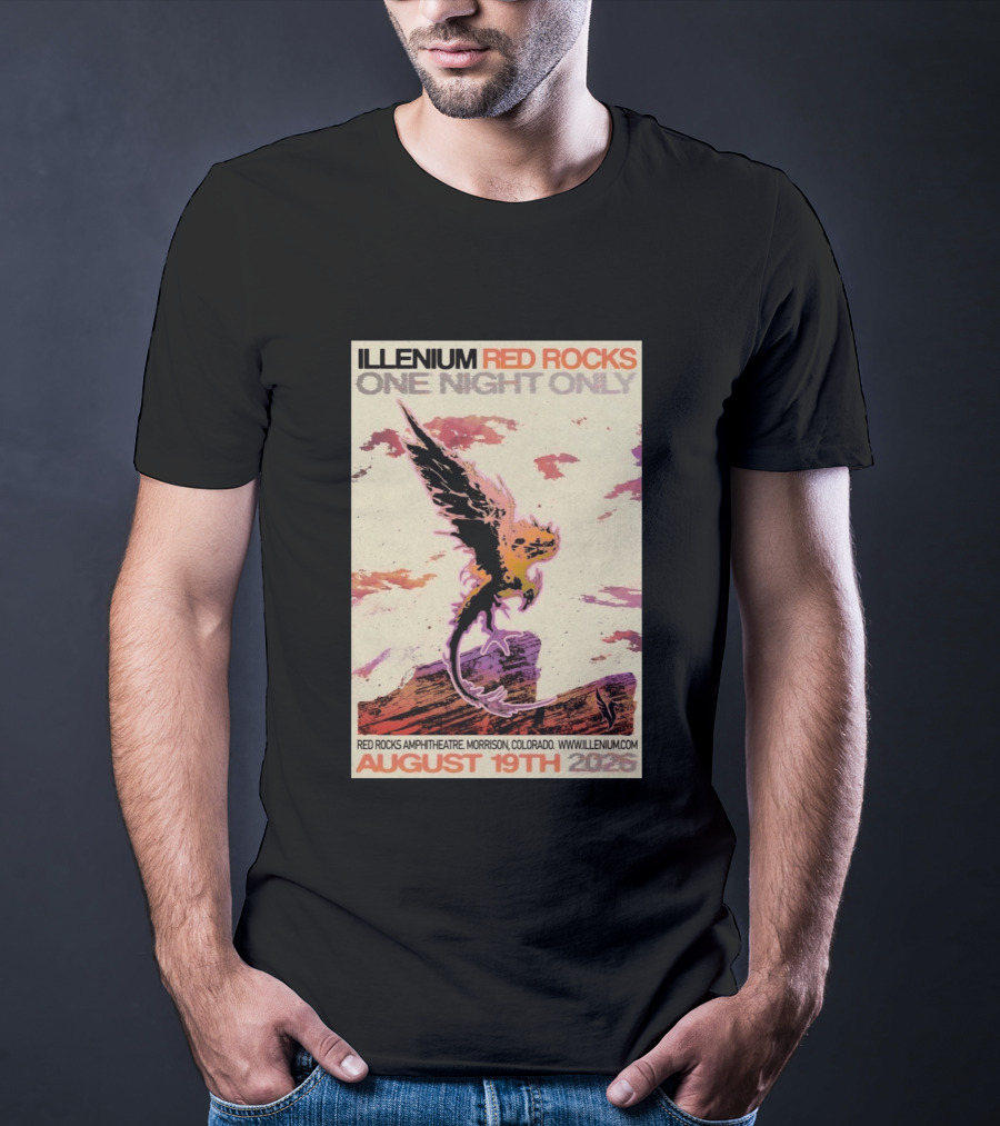Illenium Red Rocks One Night Only August 19th 2026 Red Rocks Amphitheatre Morrison Colorado Www.illenium.com T-Shirt