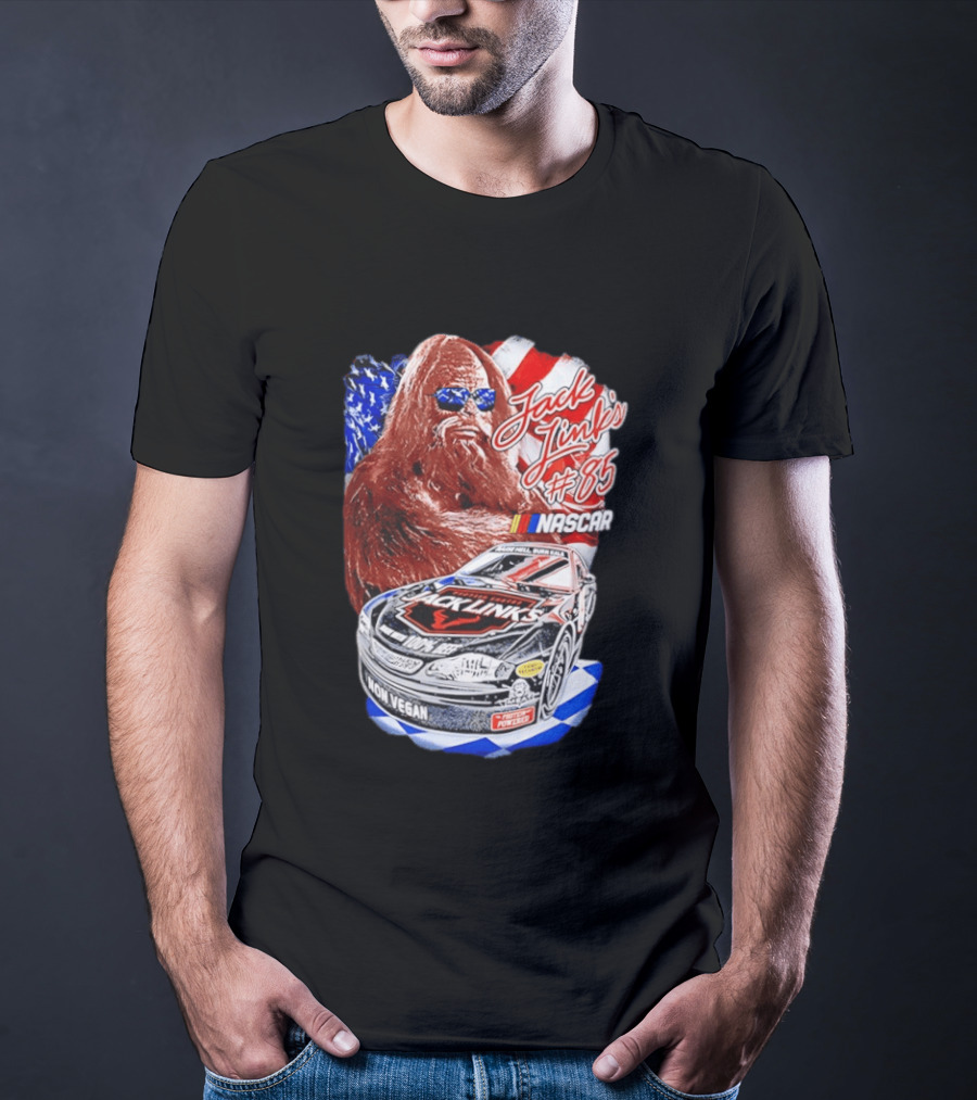 Jack Link's Bigfoot #85 NASCAR American Flag Non Vegan T-Shirt