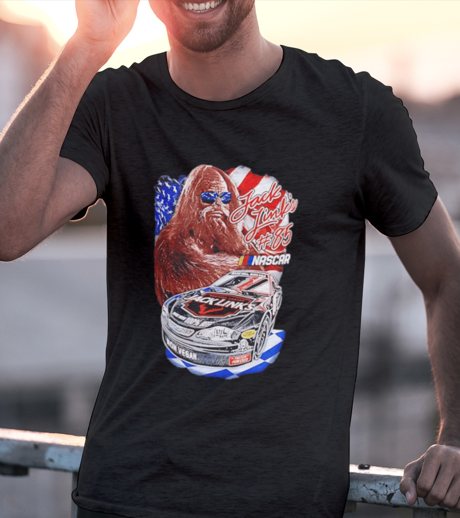 Jack Link's Bigfoot #85 NASCAR American Flag Non Vegan T-Shirt