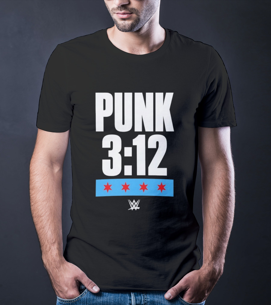Punk 3 12 WWE CM Punk Wrestling Star Logo Four Red Stars T-Shirt