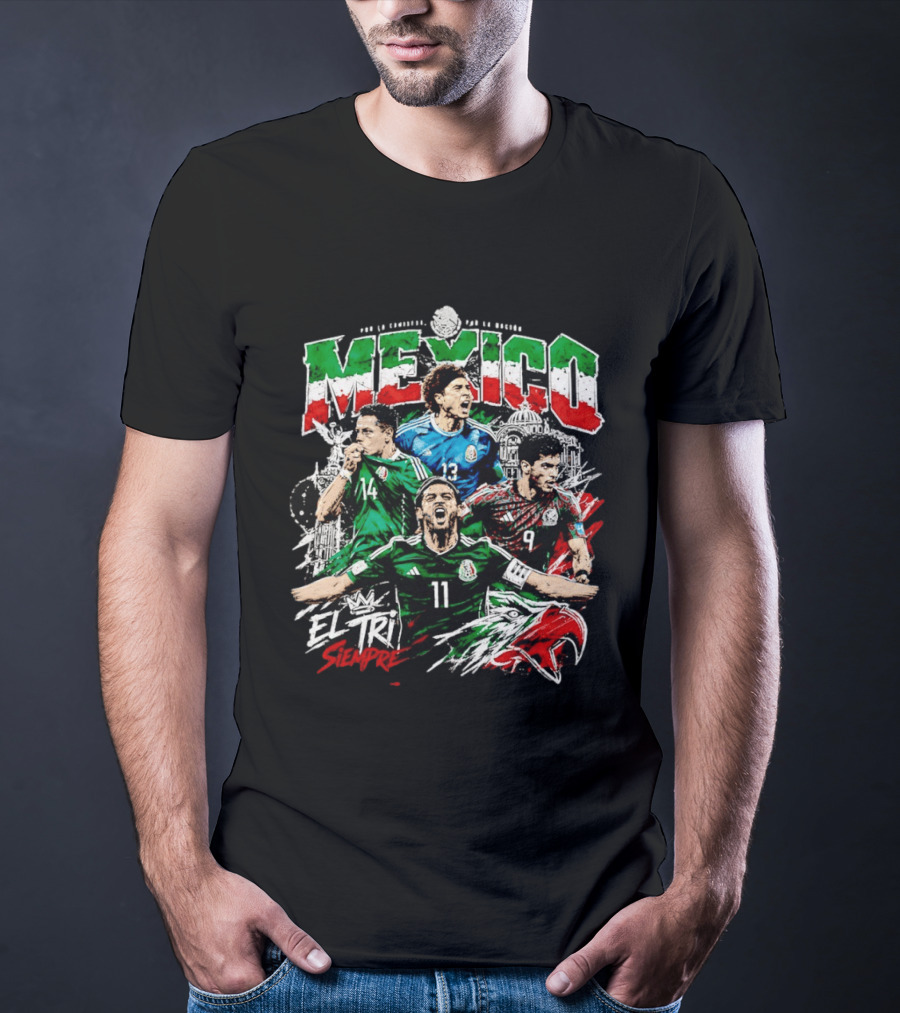 Mexico El Tri Siempre Soccer Players 14 13 9 11 Mexican Flag T-Shirt