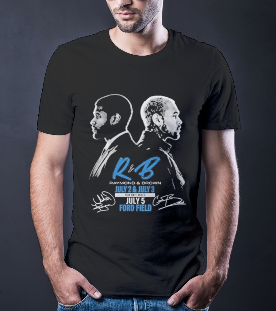 Detroit Lions Usher Raymond & Chris Brown 2026 The R&B Tour T-Shirt