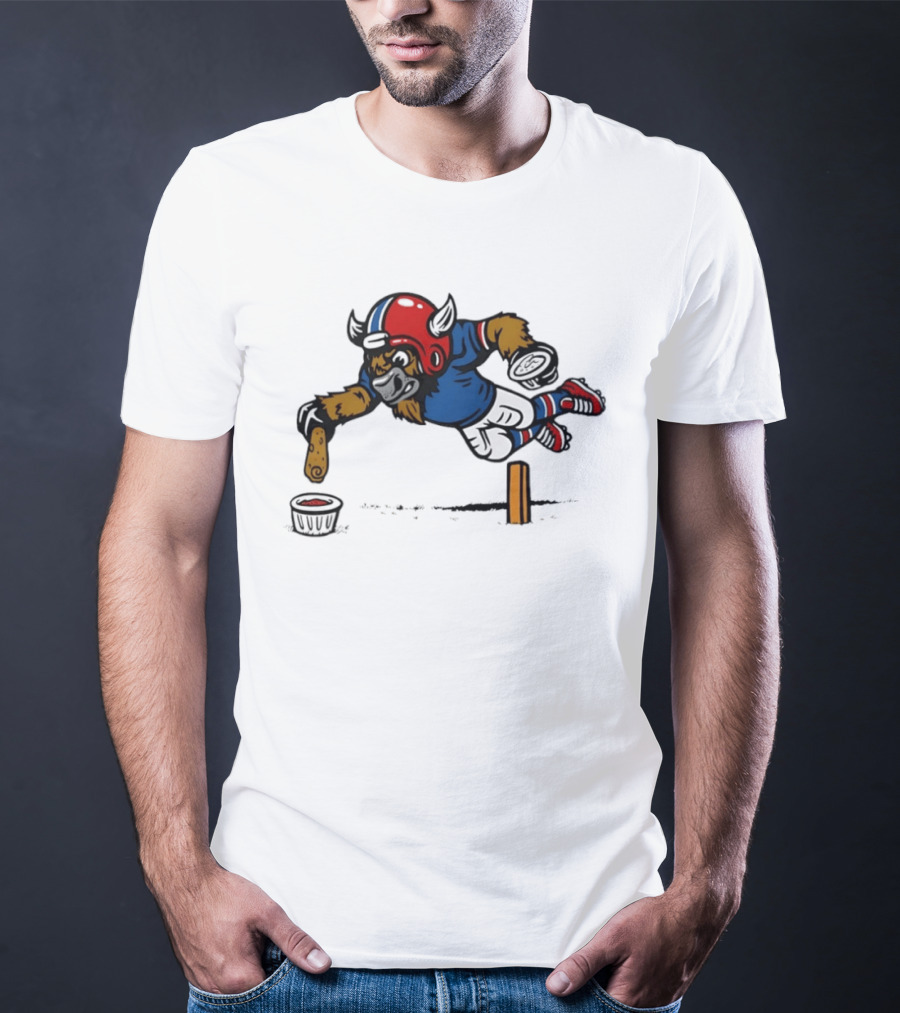 Buffalo Bills Pizza Logs Football Jumping Buffalo With Helmet And Snack T-Shirt