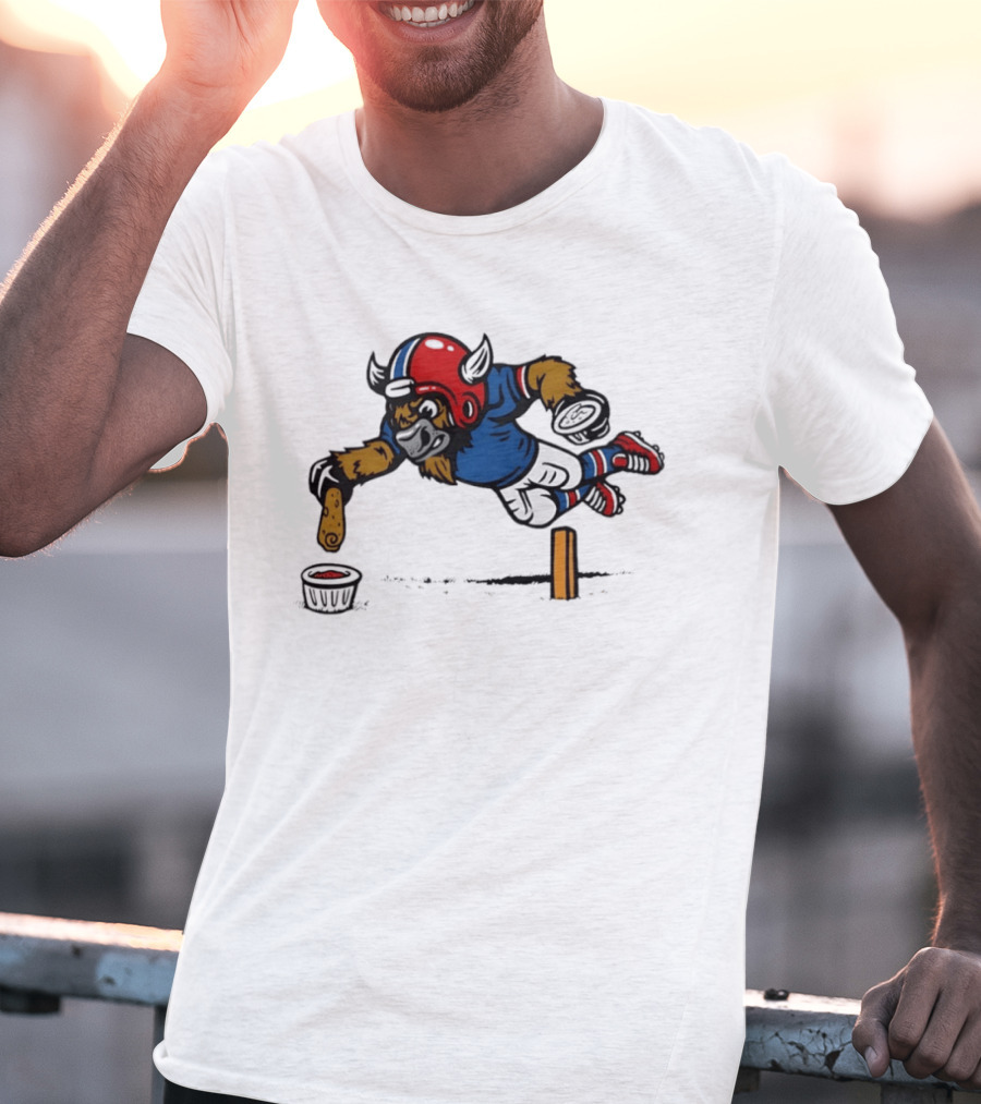 Buffalo Bills Pizza Logs Football Jumping Buffalo With Helmet And Snack T-Shirt