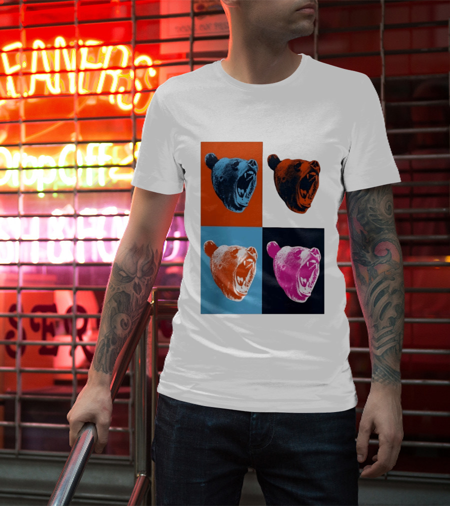 Chicago Bears 2026 Draft Party Pop Art Bear Heads Color Variations T-Shirt
