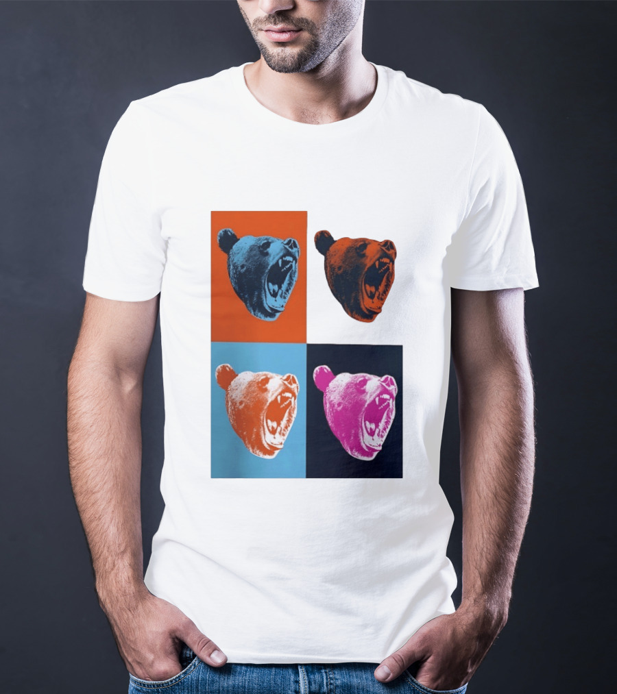 Chicago Bears 2026 Draft Party Pop Art Bear Heads Color Variations T-Shirt