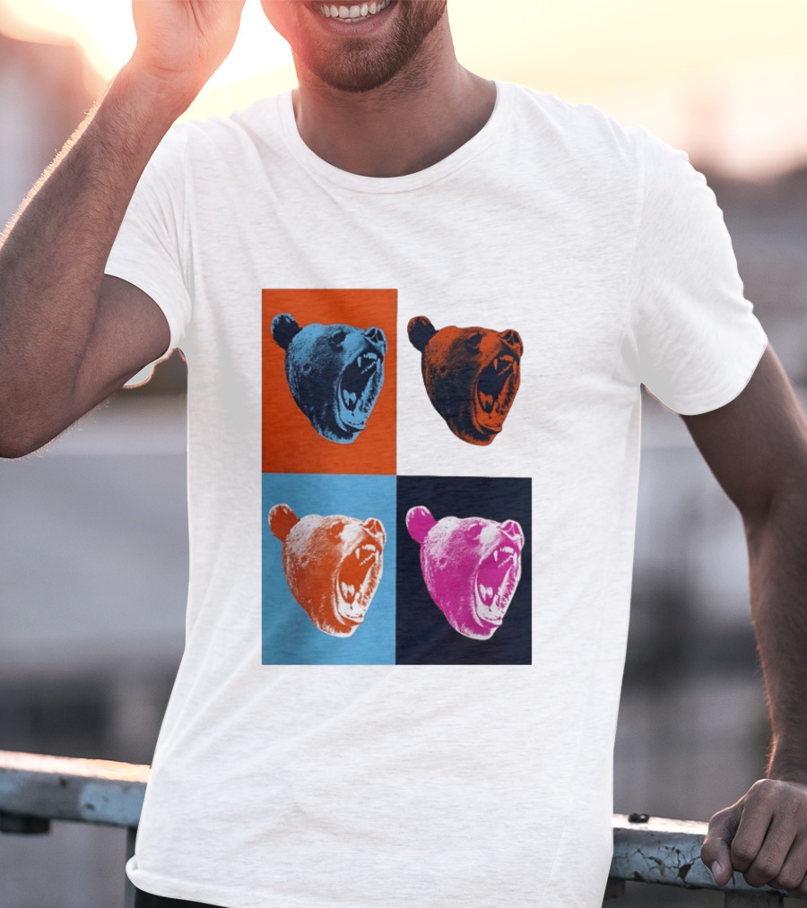 Chicago Bears 2026 Draft Party Pop Art Bear Heads Color Variations T-Shirt