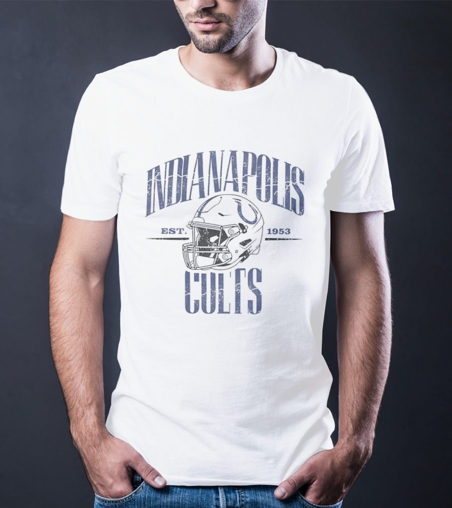 Indianapolis Colts Est 1953 Distressed Football Helmet T-Shirt