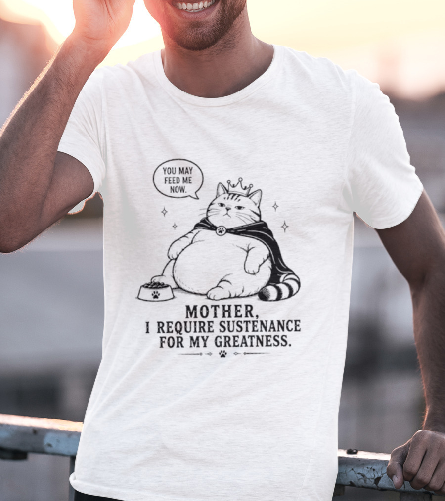 King Cat Mother I Require Sustenance For My Greatness Feed Me Peasant T-Shirt