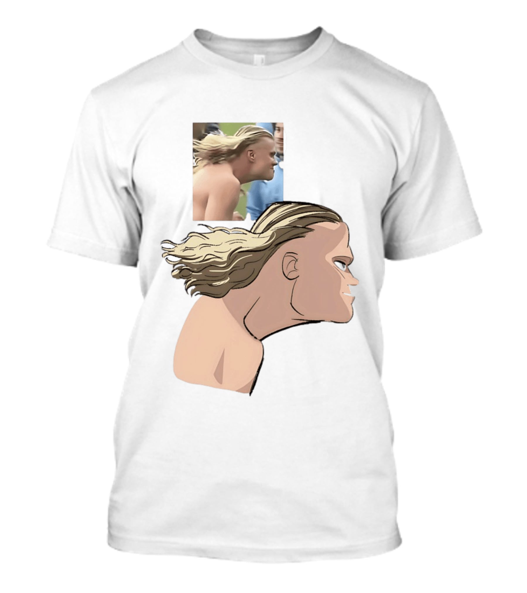 Erling Haaland Long Hair Meme Jawline Football Flowing Hairstyle T-Shirt