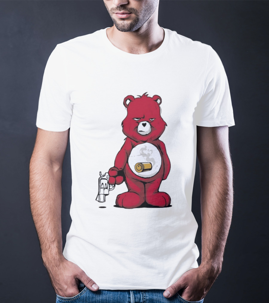 Red Bear With Revolver .38 Special Bullet Smoke T-Shirt