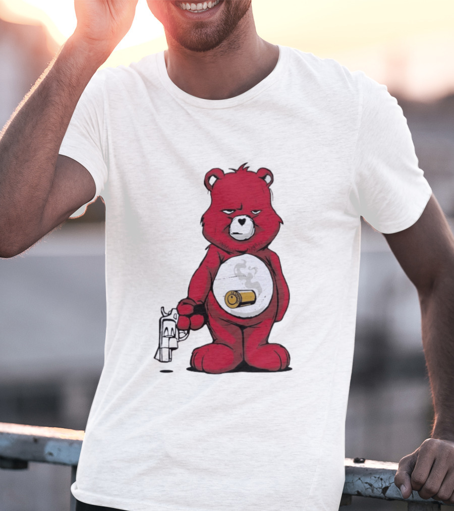 Red Bear With Revolver .38 Special Bullet Smoke T-Shirt
