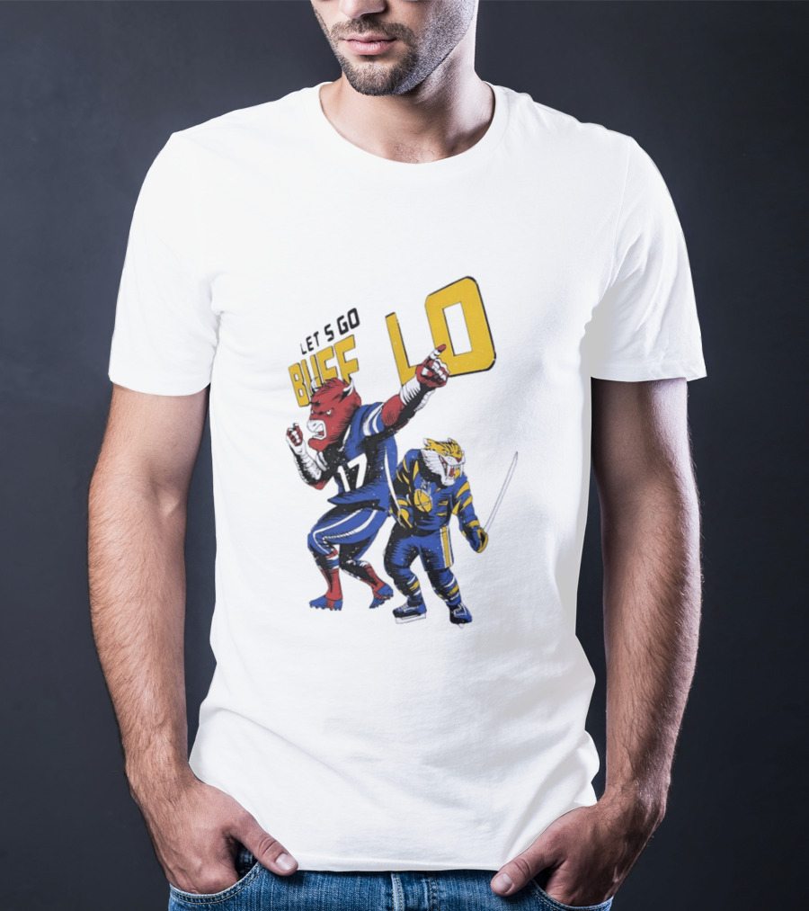 Let's Go Buffalo 17 Distressed Sports Mascots Football And Hockey T-Shirt