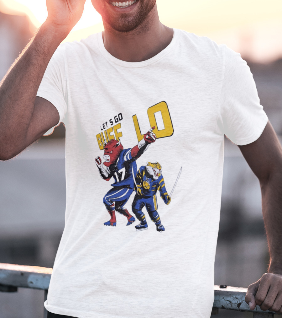 Let's Go Buffalo 17 Distressed Sports Mascots Football And Hockey T-Shirt