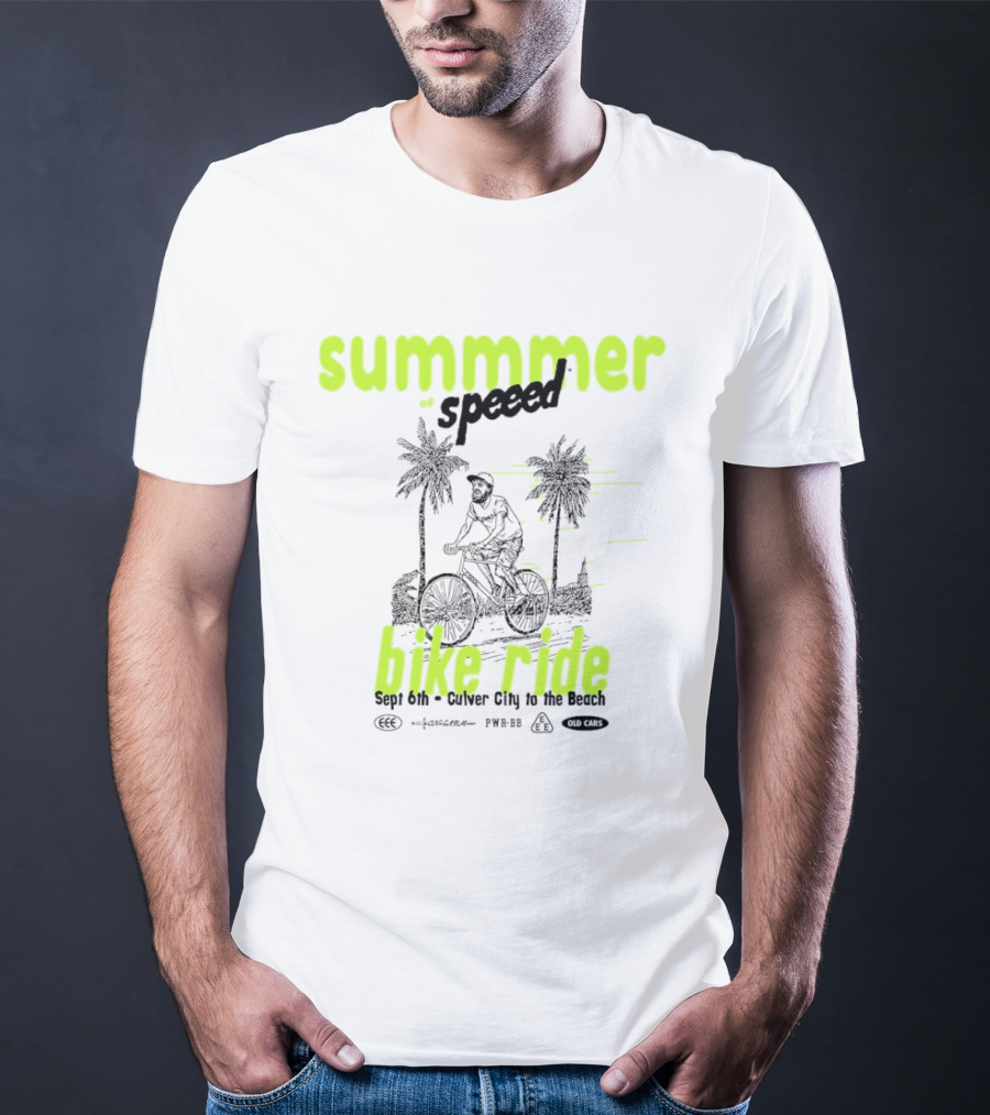 Summer Of Speed Bike Ride Sept 6th Culver City To The Beach Palm Trees T-Shirt