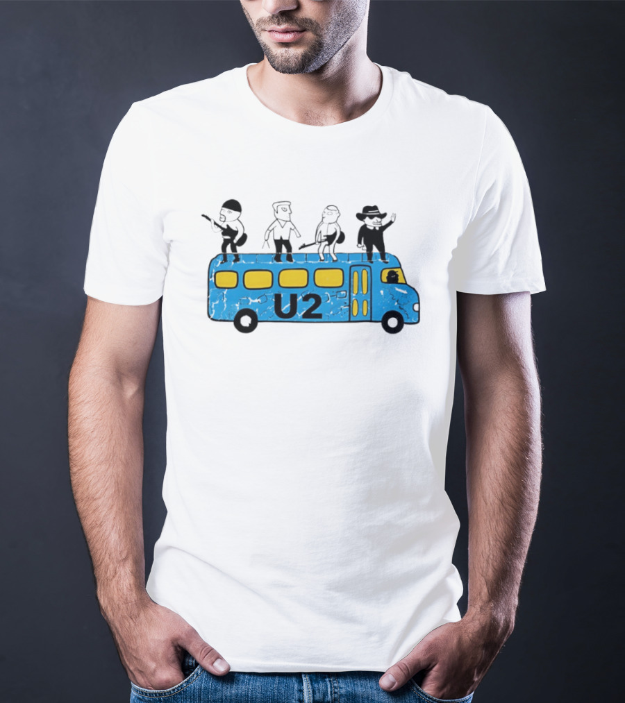 U2 Band Cartoon Bus Music Group On Tour T-Shirt