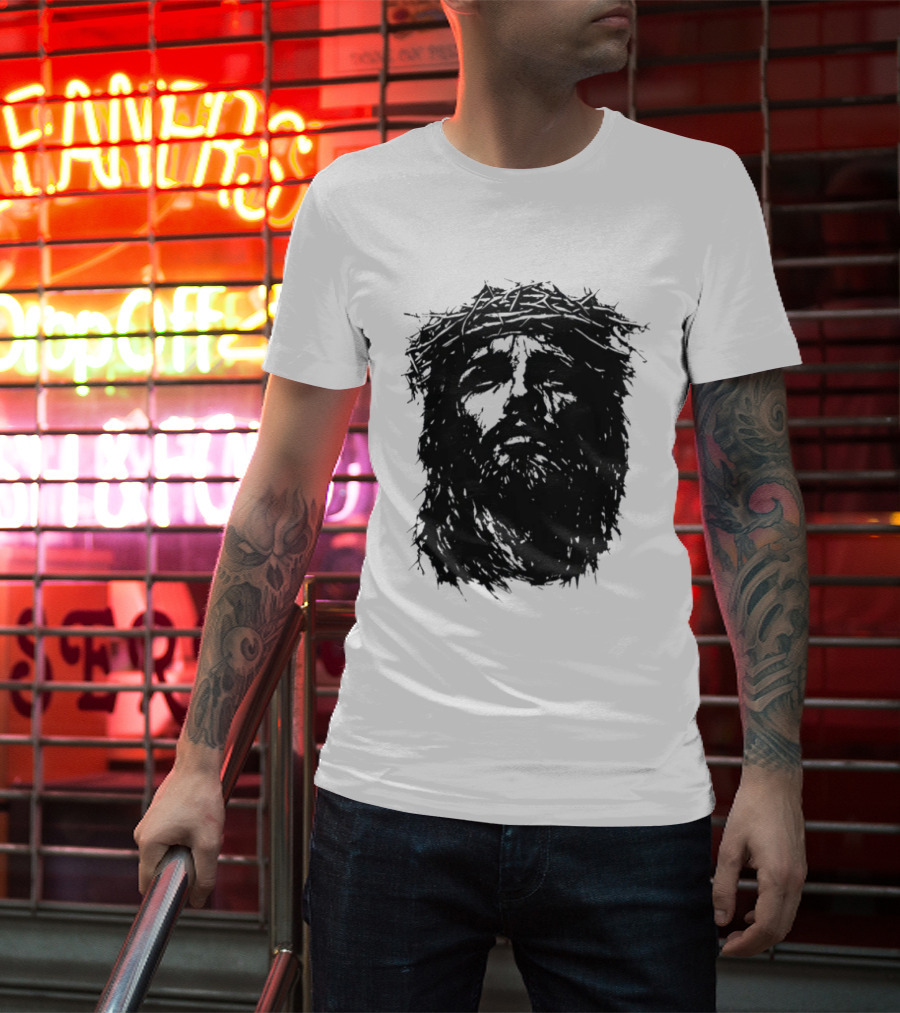 Unforsaken No Greater Love Jesus Crown Of Thorns Face T-Shirt