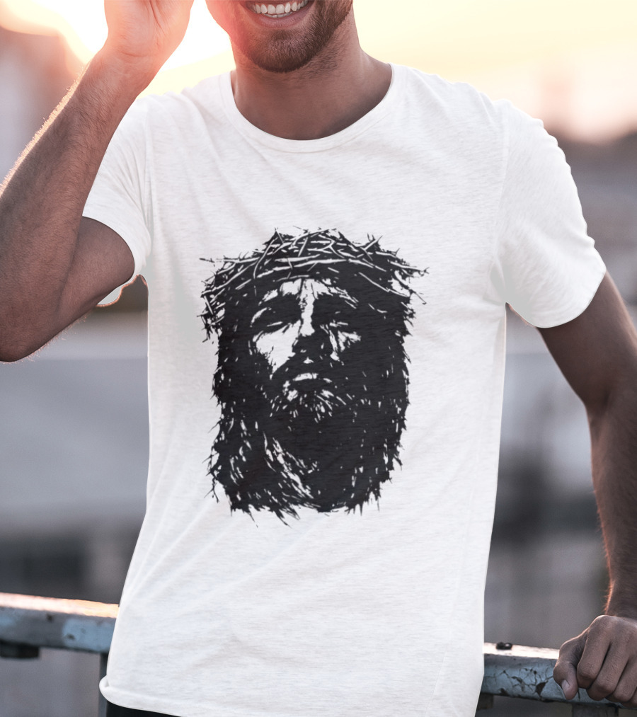 Unforsaken No Greater Love Jesus Crown Of Thorns Face T-Shirt