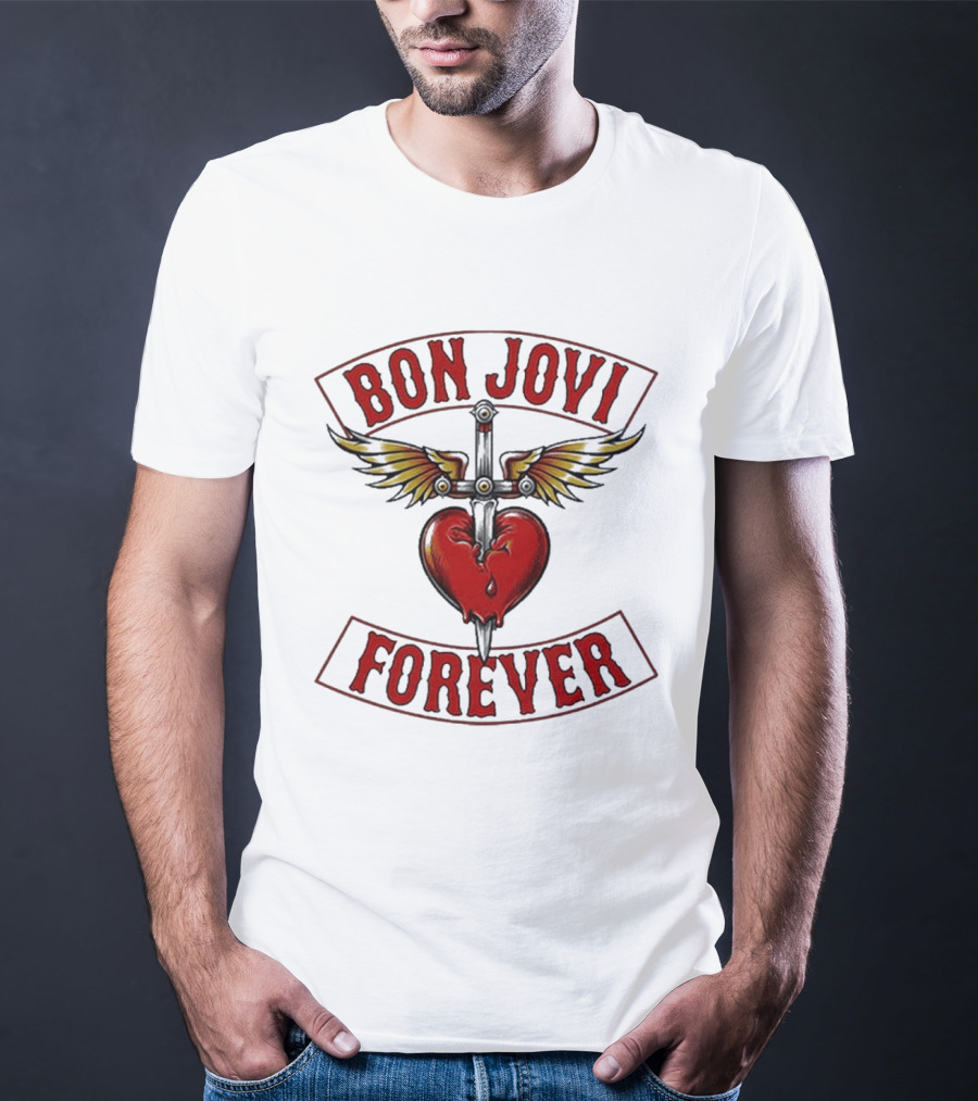 Bon Jovi Forever Heart With Wings And Dagger T-Shirt