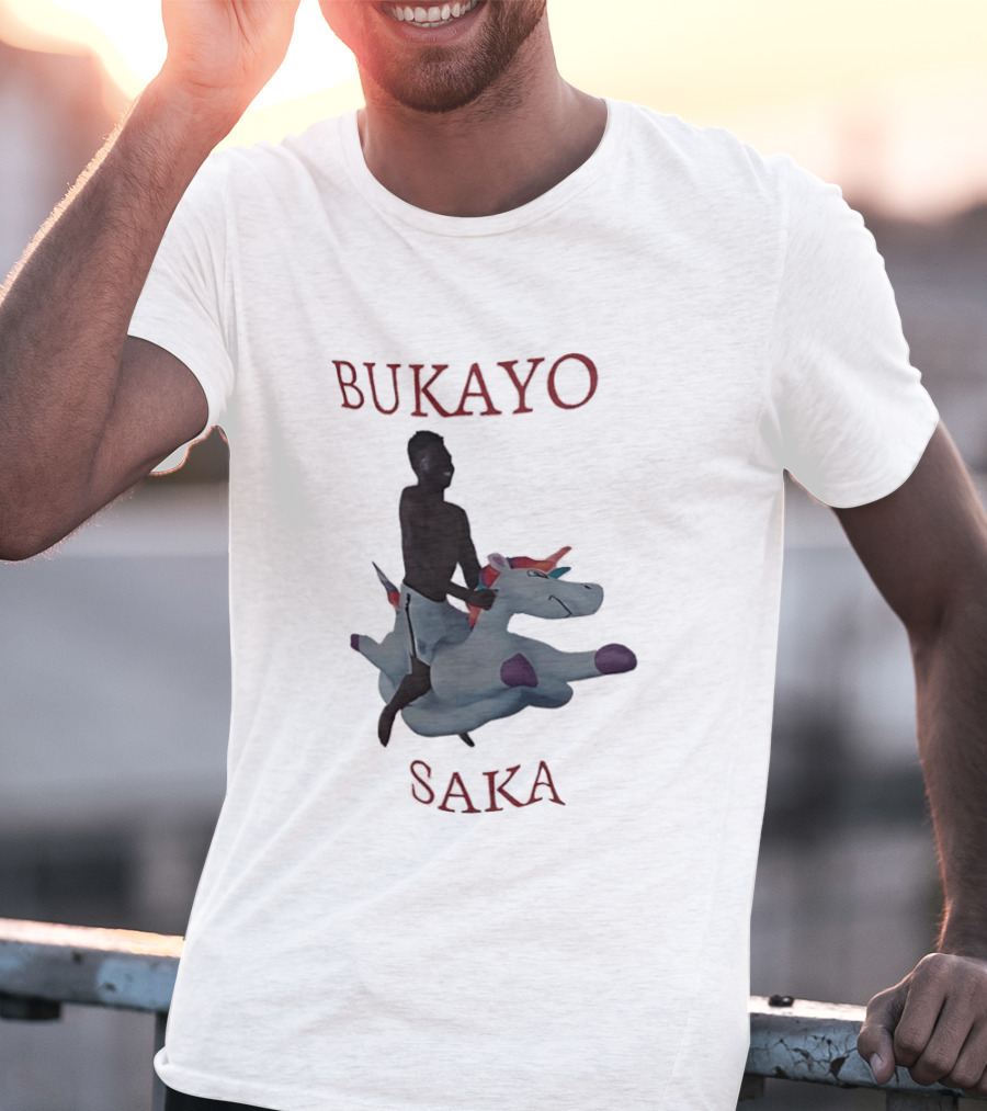 Bukayo Saka Riding Unicorn Arsenal Football T-Shirt