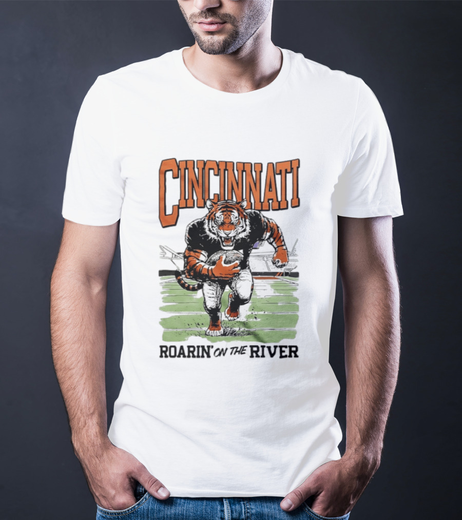 Cincinnati Roarin On The River Tiger Football Tiger T-Shirt