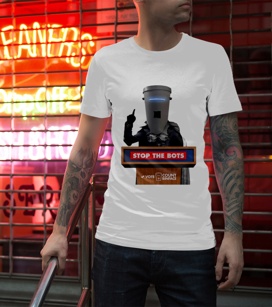 Stop The Bots Vote Count Binface UK Politics T-Shirt