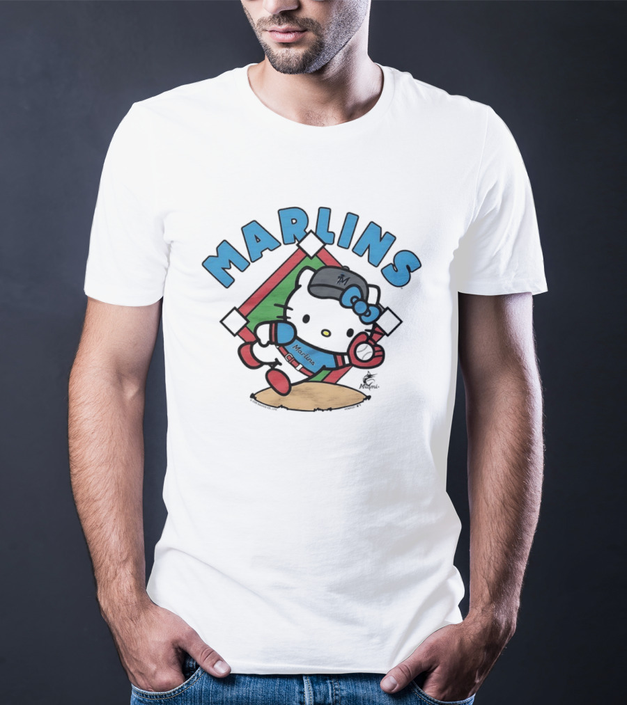 Hello Kitty Miami Marlins Catch Collaboration T-Shirt