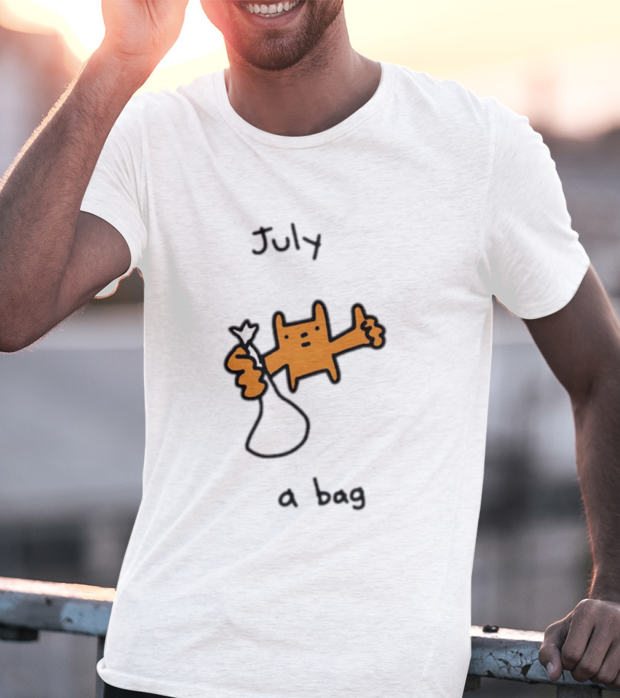 July A Bag Orange Character Doodle With White Knot Balloon T-Shirt