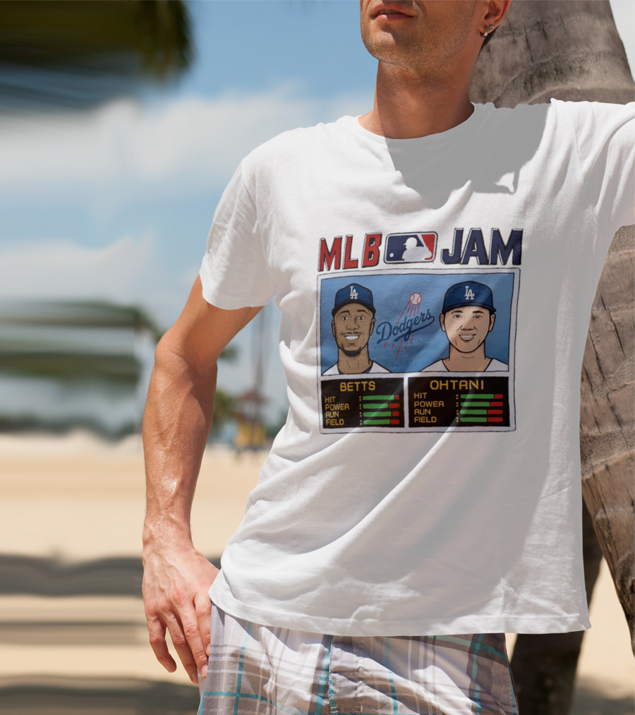 MLB Jam Mookie Betts Shohei Ohtani Dodgers Hit Power Run Field T-Shirt