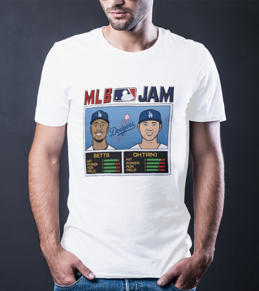 MLB Jam Mookie Betts Shohei Ohtani Dodgers Hit Power Run Field T-Shirt