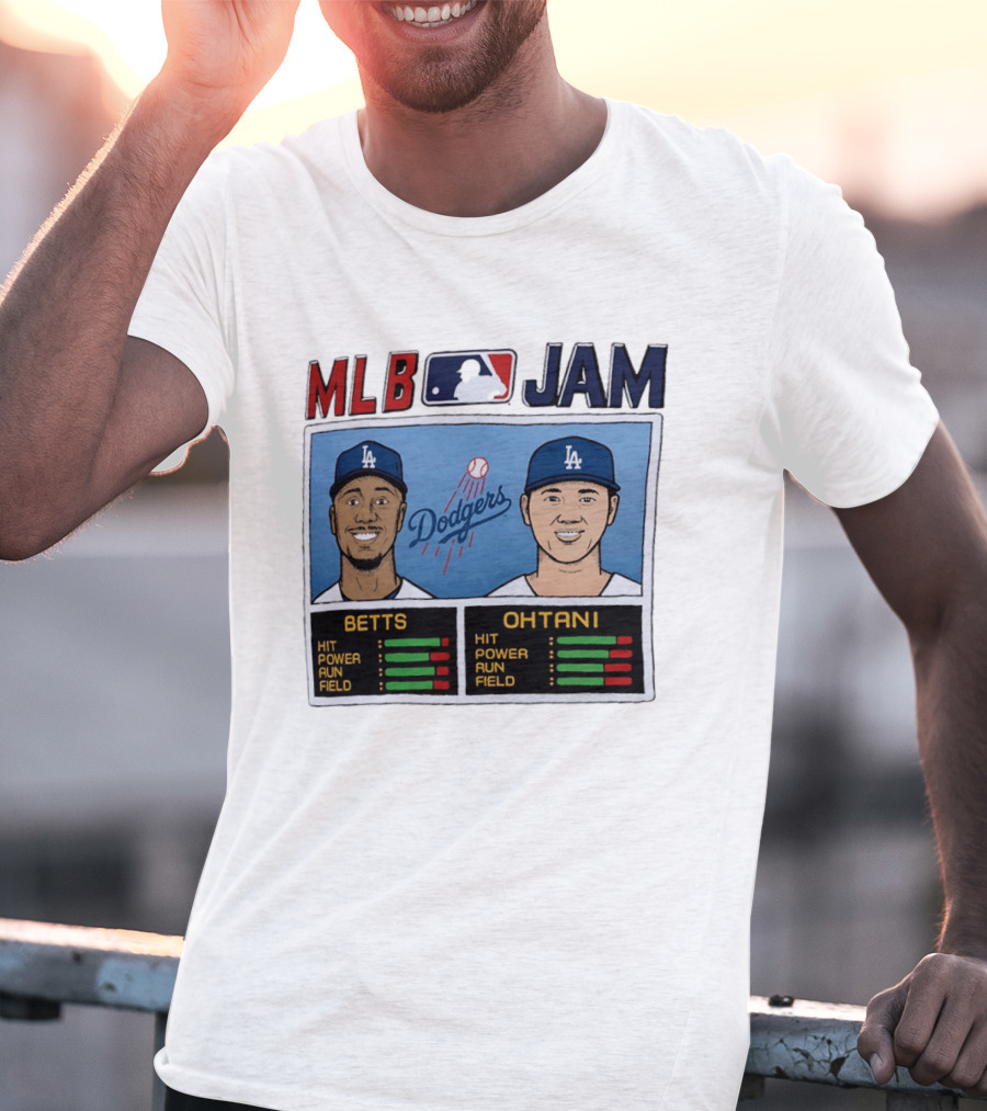 MLB Jam Mookie Betts Shohei Ohtani Dodgers Hit Power Run Field T-Shirt