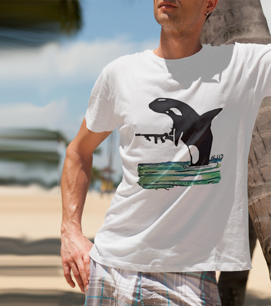 Orca Whale Holding A Machine Gun T-Shirt