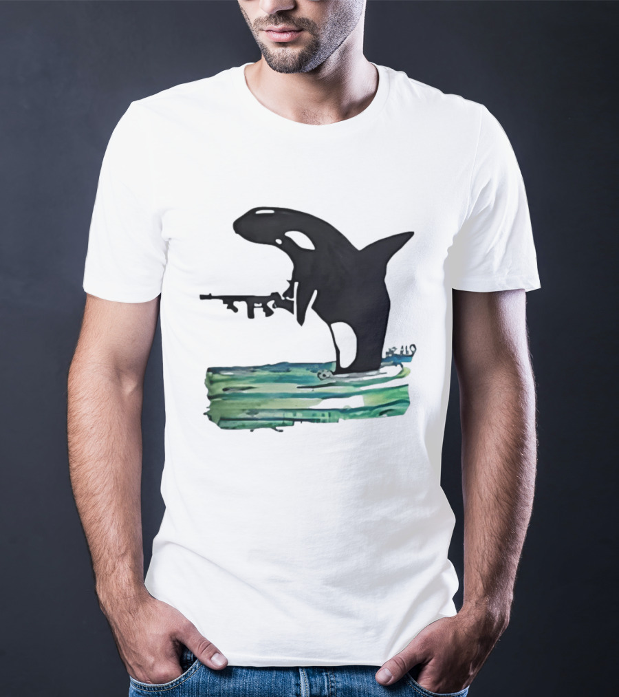 Orca Whale Holding A Machine Gun T-Shirt