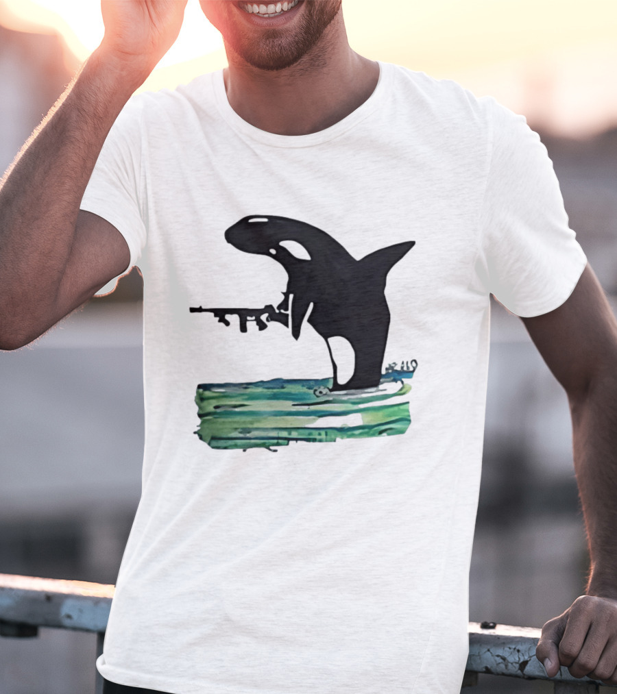 Orca Whale Holding A Machine Gun T-Shirt