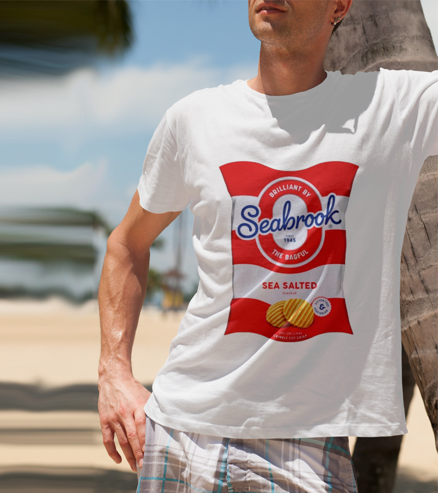 Seabrook Brilliant By The Bagful Sea Salted Flavour Since 1945 Crinkle Cut Crisps Gluten Free Vegetarian T-Shirt