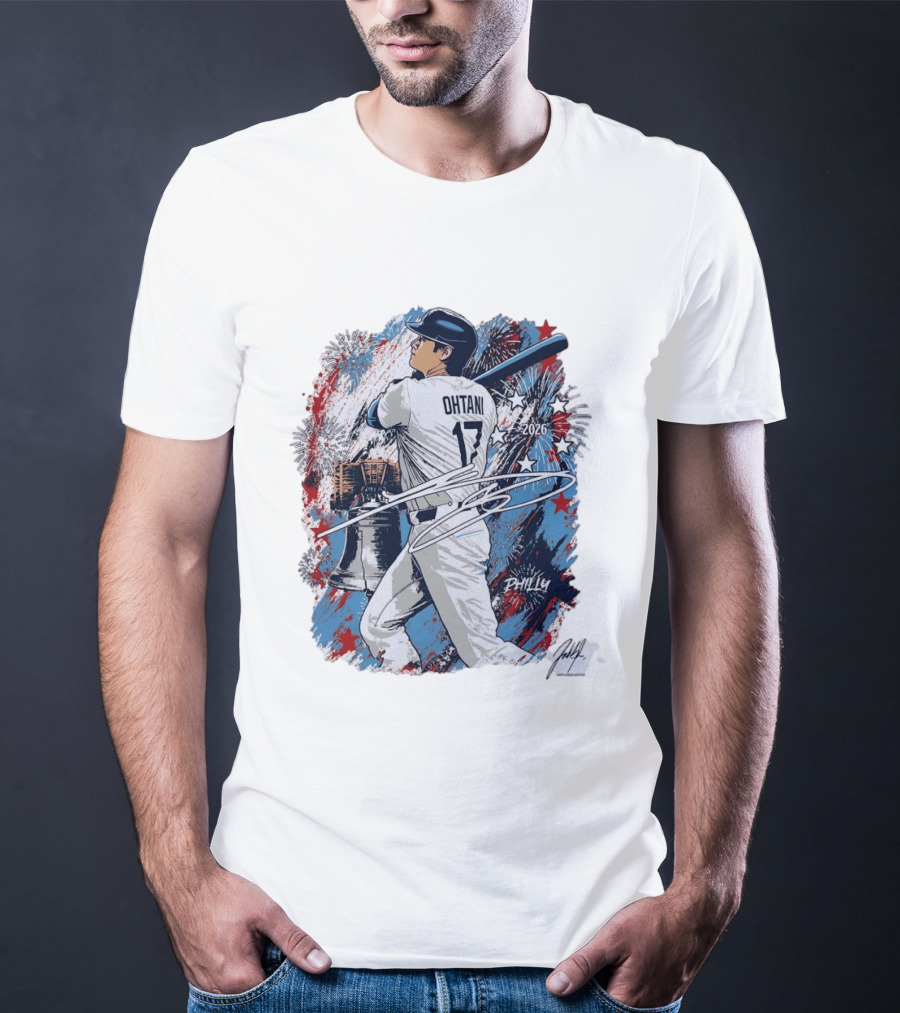 Shohei Ohtani 2026 Philly Liberty Bell Baseball Fireworks T-Shirt