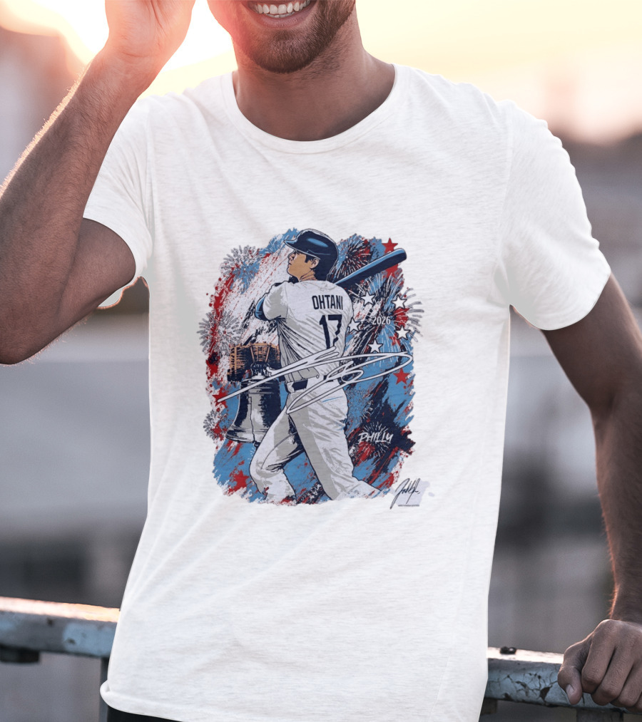Shohei Ohtani 2026 Philly Liberty Bell Baseball Fireworks T-Shirt
