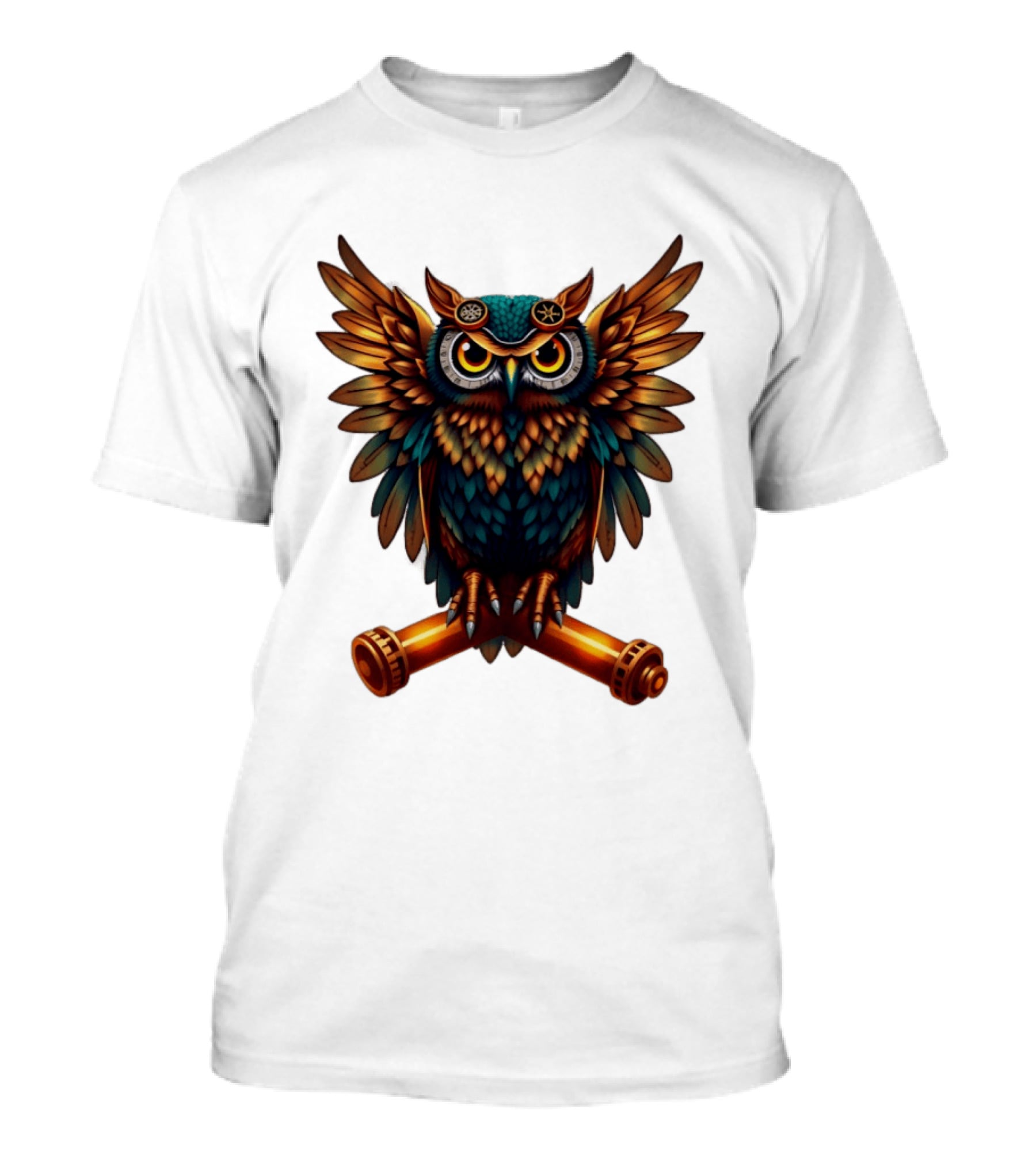 Steampunk Owl With Gears And Pistons Mechanic Aesthetic T-Shirt